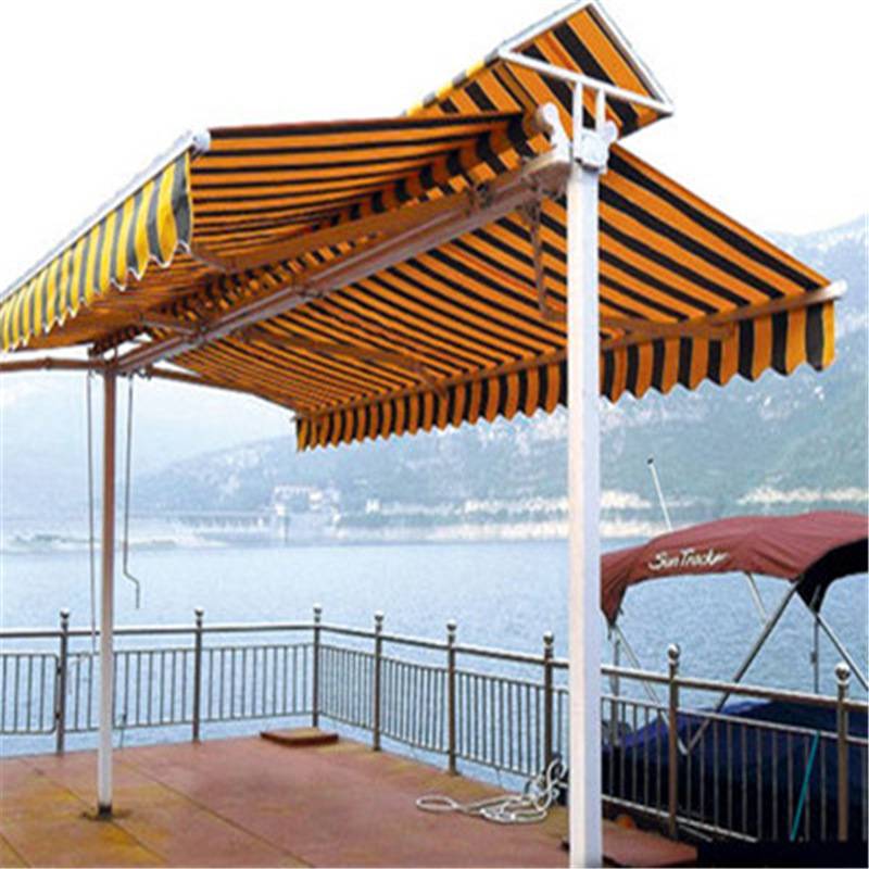 15定制豪华双开伸缩曲臂遮阳篷电动曲臂伸缩可两面蝴蝶雨篷手动