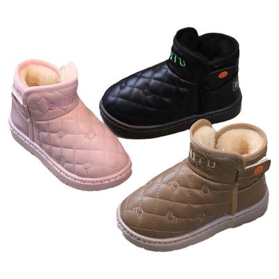 女童雪地靴2025冬季新款男童鞋子加绒短靴棉鞋儿童靴子宝宝秋冬款