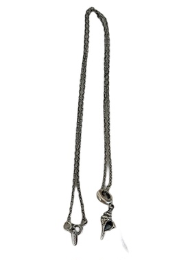 hellojune 通体925银 做旧氧化暗黑海螺项链