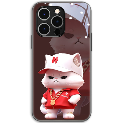 3D立体猫苹果玻璃潮牌手机壳