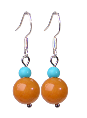 康巴草原首饰黄玉绿松石藏式耳环藏族耳坠耳饰尼泊尔耳钉耳夹西藏