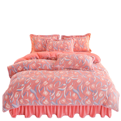 双面加厚A类珊瑚牛奶绒四件套冬