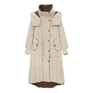 SOMSOM/索玛长款厚实羽绒服女简约冬季连帽防风保暖外套长款过膝