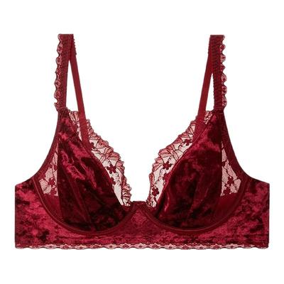 薄款丝绒红色聚拢内衣