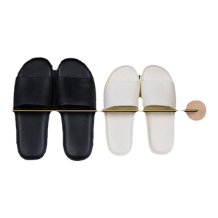 浴室壁挂沥水拖鞋架卫生间免打孔钉厕所黑胡桃实木黄铜拖鞋置物架