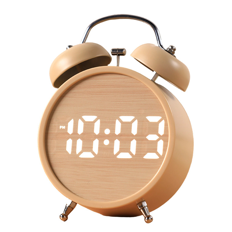 【大音量叫的醒】木纹简欧闹钟