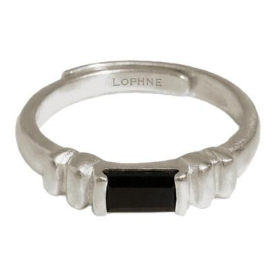 LOPHNE方切黑玛瑙纯银戒指