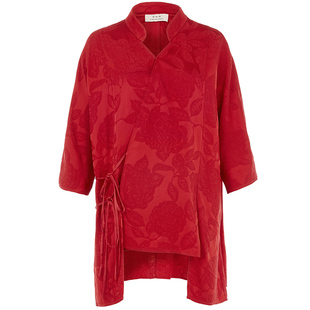 【林静同款】花木深新中式唐装上衣红色新款提花立领开衫系带外套