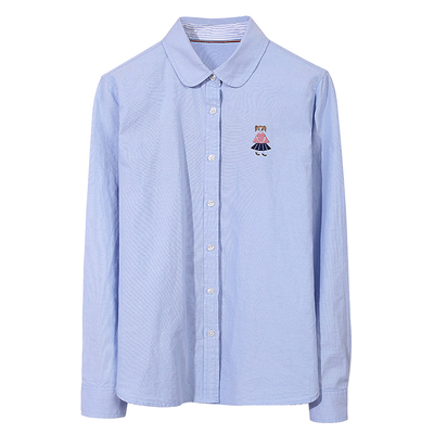 璐丝百丽轻奢纯棉衬衫女长袖刺绣