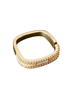 贝母锆石方形褶皱开口戒指小众感轻奢食指戒时尚复古百搭手饰