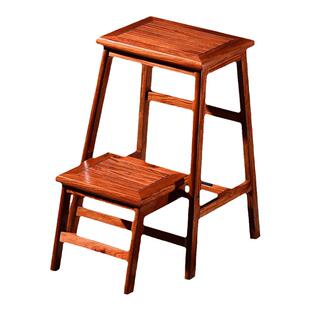 缅甸花梨木踏脚凳双层阶梯凳红木垫脚小楼梯凳子高低凳儿童台阶椅