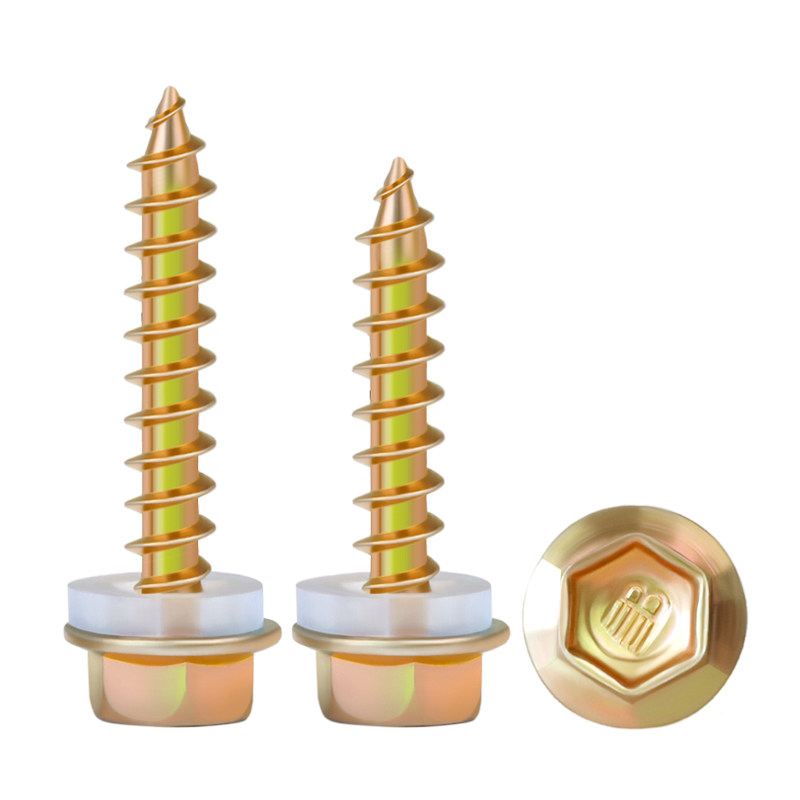 沪心外六角自攻螺丝尖尾法兰面自攻钉自钻螺丝钉带垫木螺丝M5 M6