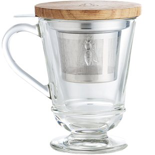 法国LA ROCHERE办公室带盖茶杯礼盒 茶汤分离过滤法式复古马克杯