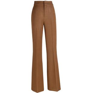 女卡其色裤子直筒棕色美式微喇西装裤阔腿裤高个子加长老钱风