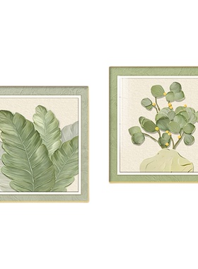 奶油风家大业大正方形餐厅装饰画小清新绿植饭桌挂画客厅卧室壁画