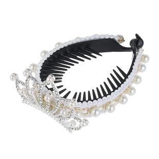 丸子头盘发神器生日皇冠发夹女儿童公主头饰女孩马尾发扣珍珠发卡