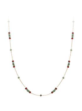 仿松石撞色叠戴高级项链