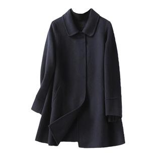 毛呢外套女常规款翻领通勤气质春秋新款轻奢羊毛双面呢大衣小个子