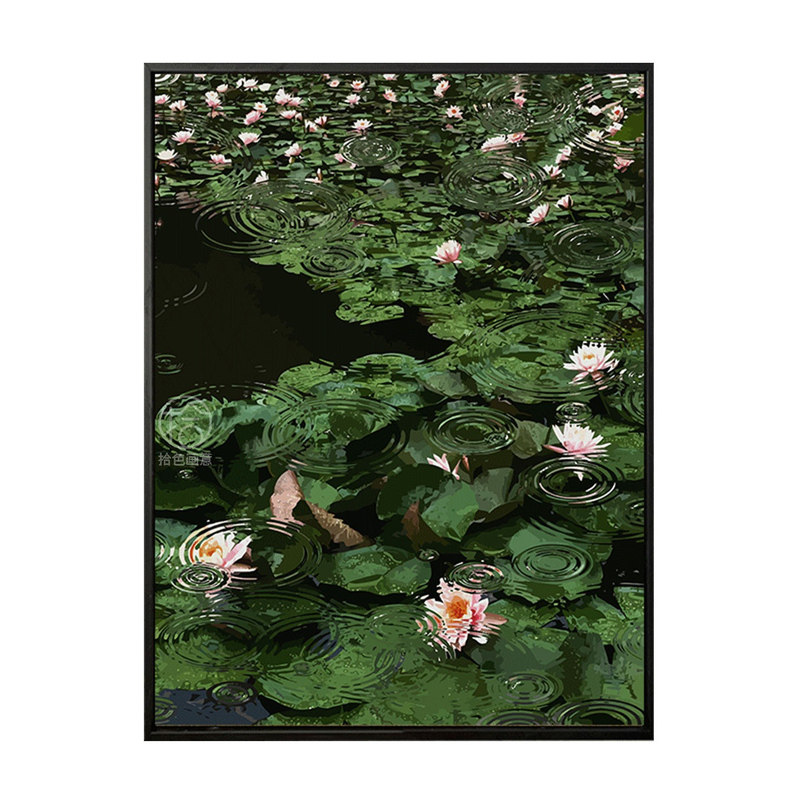 夏日荷塘风景数字油画diy填充