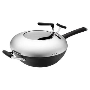 爱仕达大铁锅炒锅家用老式无涂层圆底炒菜锅燃气灶专用不生锈精铁