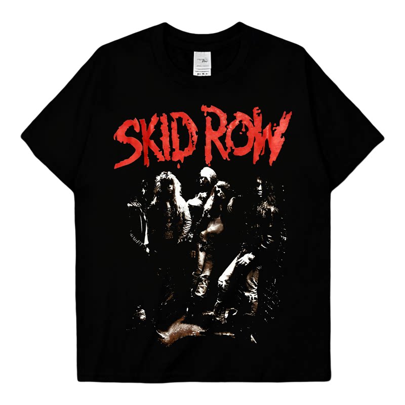 SKID ROW穷街乐队印花欧美潮流摇滚纯棉短袖T恤男女款青春流行夏