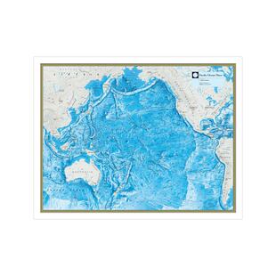 太平洋大西洋印度洋北冰洋海底地形图画布办公室教室装饰厚布画芯