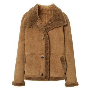 蒋欣代言伊芙丽拼接设计可立领咖啡色外套2025秋季新款