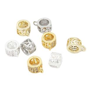 保色4k包金18K金三通珠子穿吊坠配珠白金微镶散珠diy手链项链配件