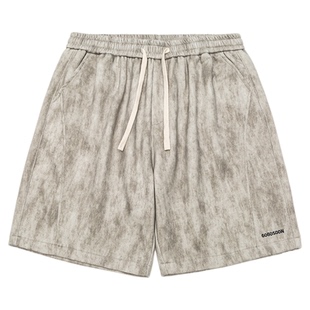 GOGOSOON夏季新款休闲短裤340g男生美式脏脏做旧宽松直筒五分裤Q