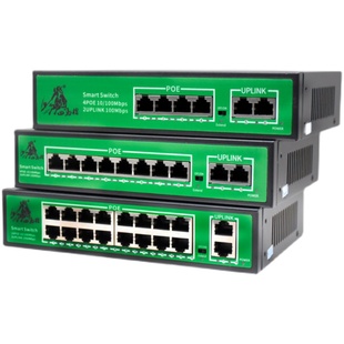 东莞小耳朵POE百兆交换机4/8/16口监控分线器千兆上行国标网线供
