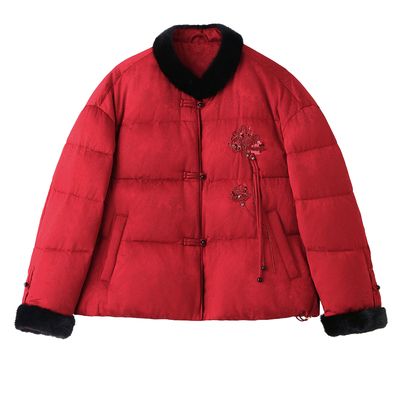 新中式本命年红色羽绒服女冬装新款今年流行气质高端拜年服外套