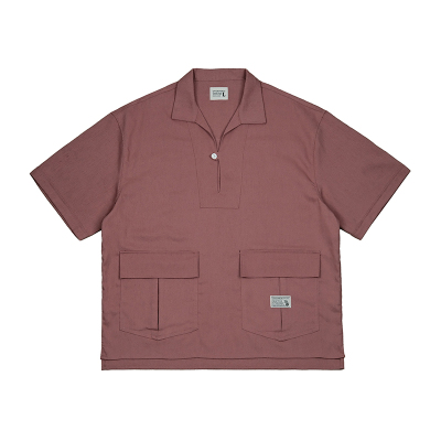 CENLES棉麻套头口袋衬衫