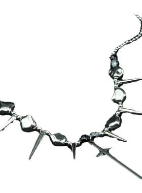 THREETIMES十字架铆钉项链Y2K