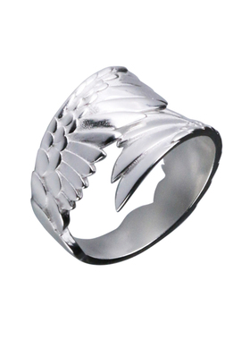 羿采男女守护天使翅膀银戒