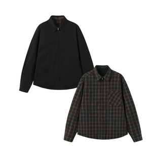 SOMENUM森林 25AW 「双面穿」老钱休闲男女通勤格纹衬衫夹克外套