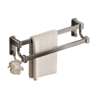 毛巾架子双杆卫生间免打孔太空铝置物架浴室单杆挂架厨房免钉承重