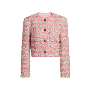 ochirly欧时力 千鸟格花式纱小香风外套女2024新款早春短款撞色