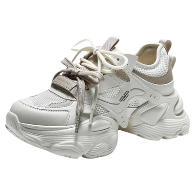 百丽透气网面厚底老爹鞋女夏新