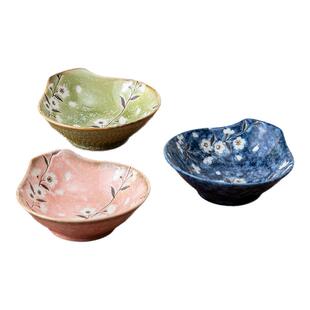 MinoYaki美浓烧 早春蘸料手柄碗日本进口陶瓷餐具樱花火锅酱醋碟