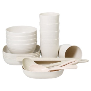 一次性碗筷盘杯勺可降解麦秸秆套装环保餐具家用堂食厨具创意