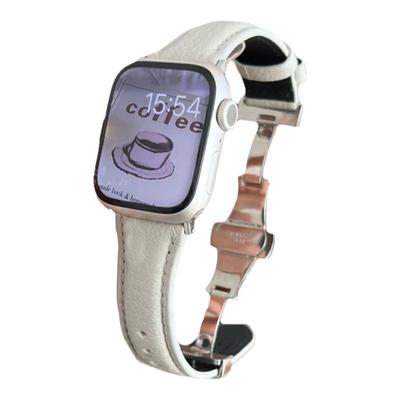 静静的表带真皮蝴蝶扣小羊皮男女