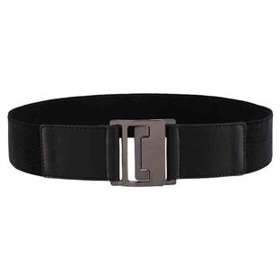 简约羽绒服专用腰带女弹力装饰宽腰封大衣松紧冬季大码加长黑色