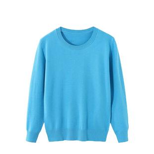 200斤加大码纯色春秋外穿毛衣女圆领针织衫女宽松打底衫百搭上衣H