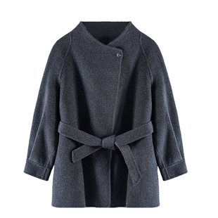 Amii【含绵羊毛】25秋冬气质通勤极简风含绵羊毛双面呢大衣女冬季