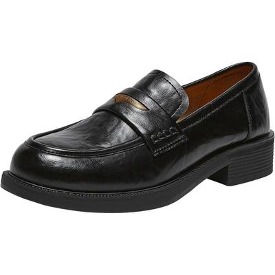 百思图春季英伦厚底乐福鞋女