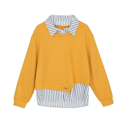 假两件条纹拼接卫衣女长袖