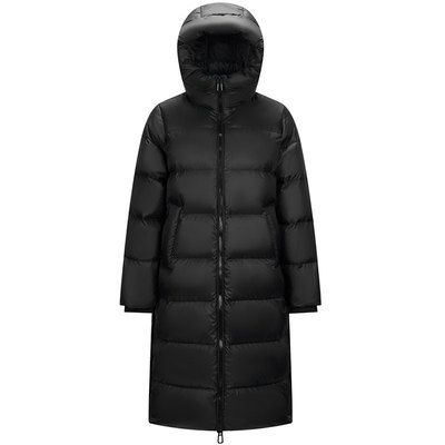 森马黑色开叉防水鹅绒长羽绒服女