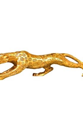 黄铜金钱豹摆件客厅电视柜装饰品