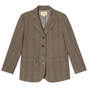 【100%绵羊毛】诗篇专选雅丹风人字纹肌理西装毛呢外套冬款