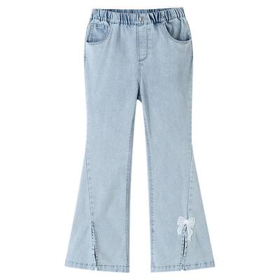 安奈儿童装女童牛仔裤2026春新款微喇长裤甜美时尚透气潮流裤子